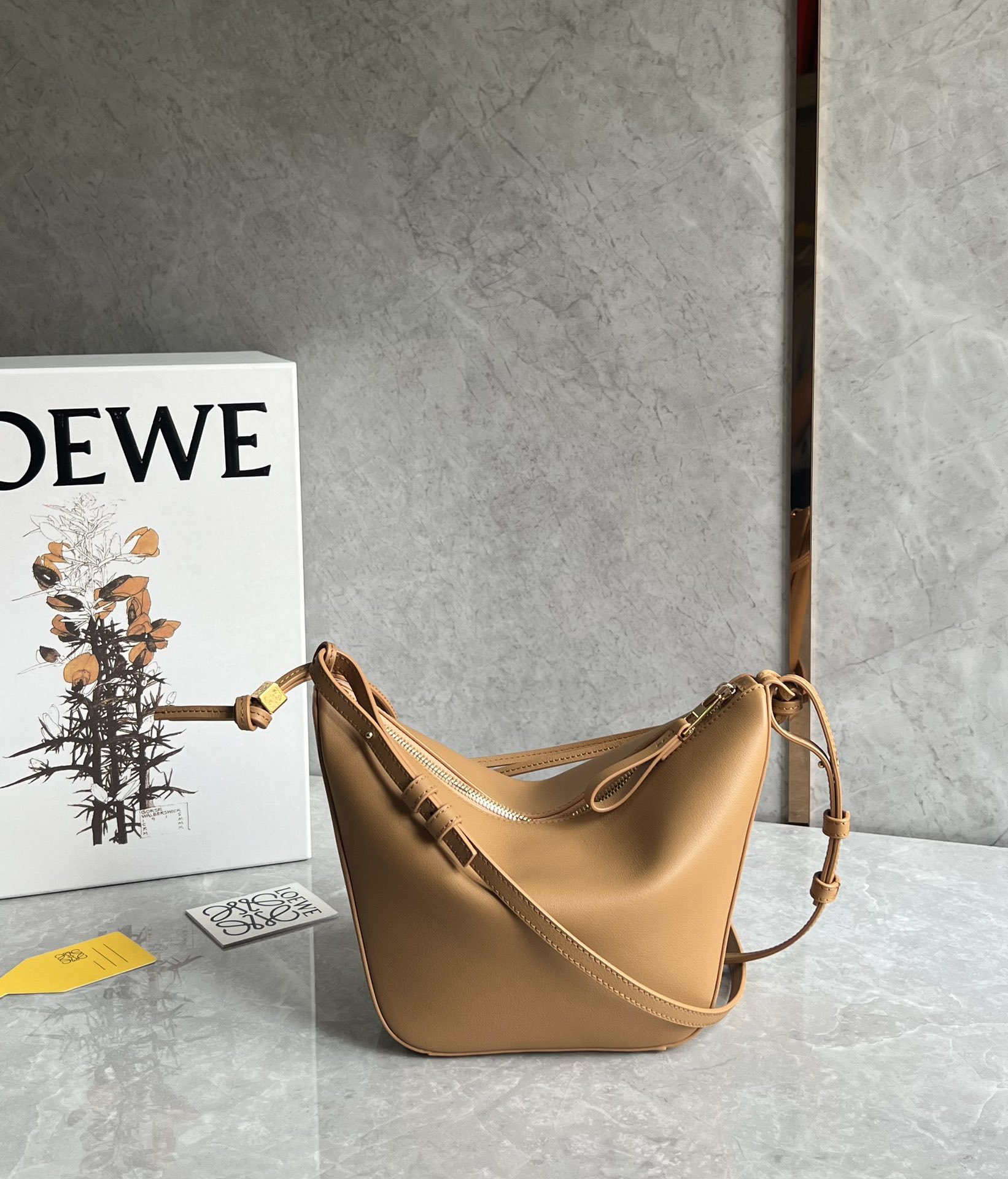 Loewe Mini Hammock Hobo Bag in Classic Calfskin Warm Desert